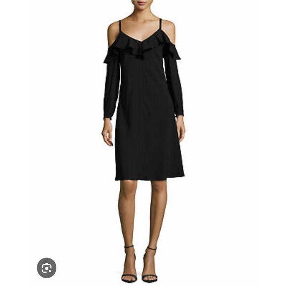 A.L.C. Felicia ruffle cold shoulder little black cocktail dress size 6 - Picture 3 of 14